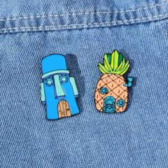 跨境日系海綿寶寶派大星胸針可愛卡通動漫徽章衣服書包別針配飾