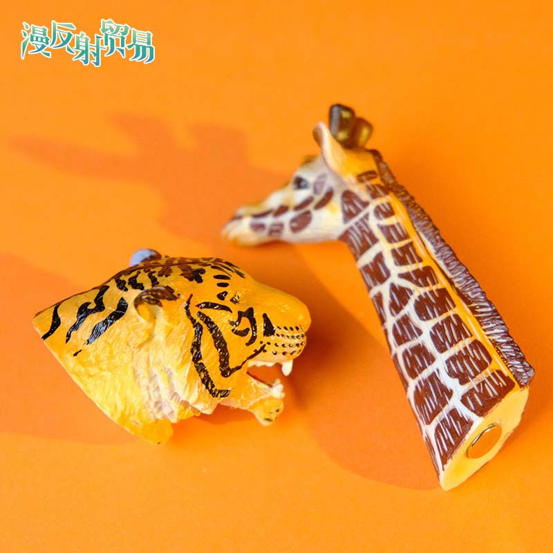 Decoración de celebridades de Internet Etiqueta magnética del refrigerador de jirafa Mensaje Etiqueta magnética Decoración del refrigerador de succión magnética Etiqueta adhesiva del refrigerador con cabeza de tigre nórdico