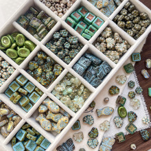 【绿萝梦】进口捷克琉璃复古串珠墨绿做旧色系DIY手工手机链散珠