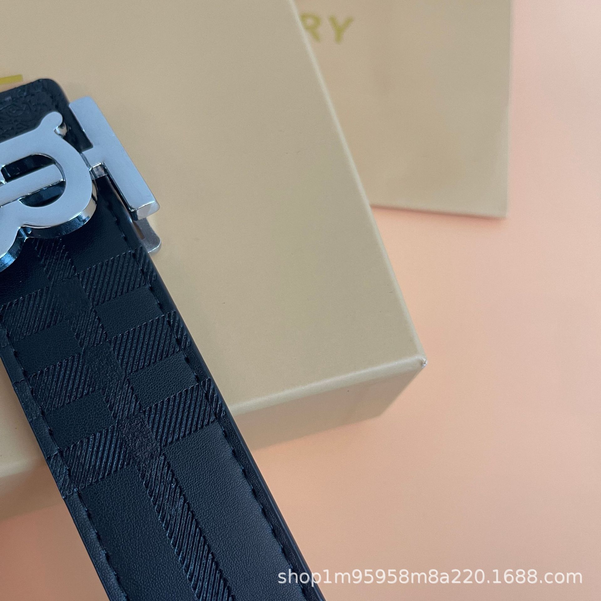 Embossed tb silver buckle / 105cm