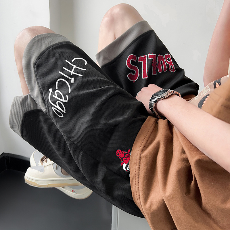 American Retro Basketball Training Pants Bulls Flying Shorts Men's Sports Quick-Dry Breathable Basketball Tennis Pants Summer