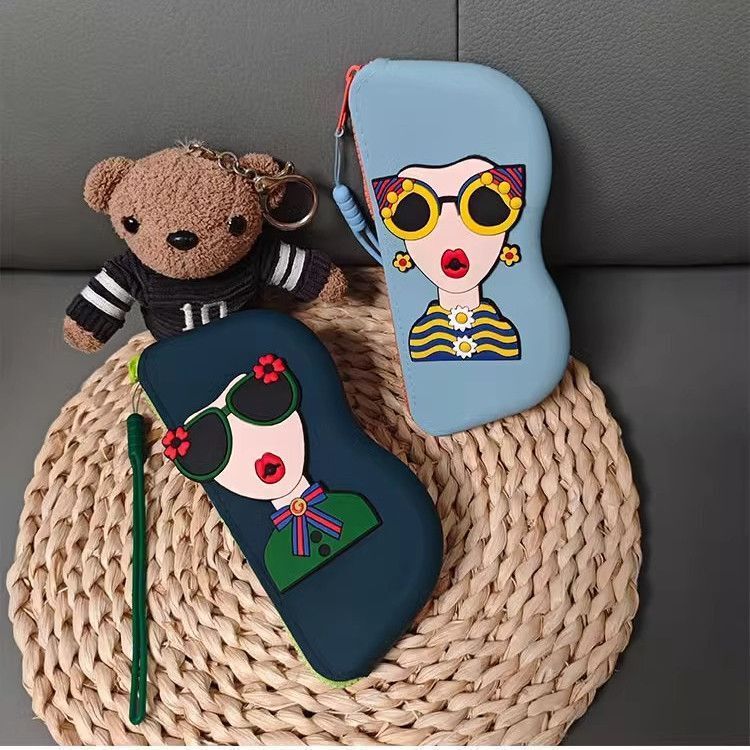 Silicone Glasses Case Korean Style Retro Waterproof Portable Lightweight Sunglasses Storage Box Manufacturer Ready Stock