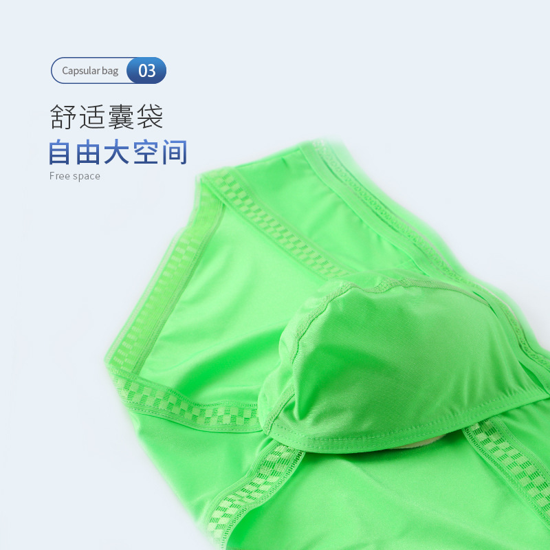 Ropa interior de seda de hielo de verano al por mayor de los hombres sexy calzoncillos translúcidos cintura baja año de nacimiento ropa interior de los hombres en stock