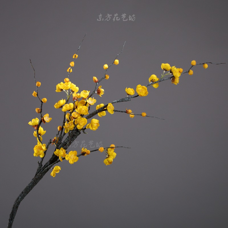 单支仿真梅花枝腊梅插花家居客厅落地装饰花艺桃花假花绢花大促欣