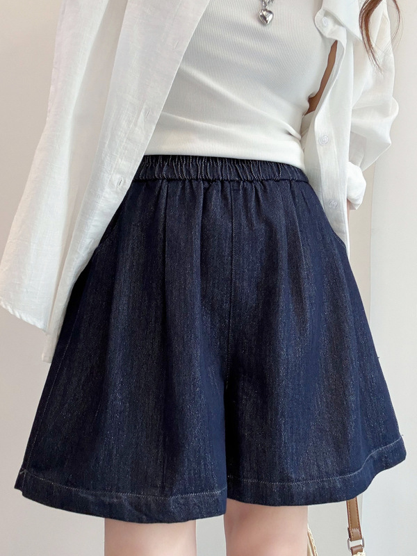 Active Dye Denim Shorts 2026 Summer New Style Elastic Waist Loose Solid Color Casual Shorts for Women 6073 Active Dye Denim Shorts 2026 Summer New Style Elastic Waist Loose Solid Color Casual Shorts for Women 6073