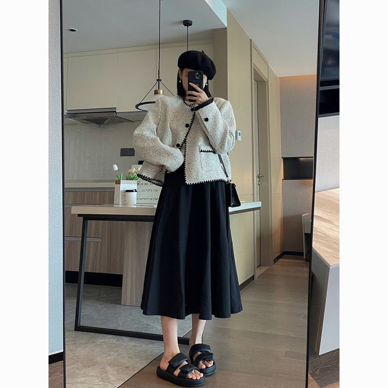 plus size Women's Early Spring French Style Chanel Style Coat chubby girl Niche Short Style Elegant Ladies Wear Top