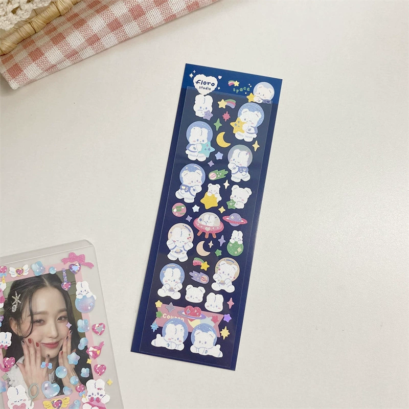 [韩系可爱动物小兔咕卡贴纸ins咕盘爱豆照片小卡装饰贴画floro全套]