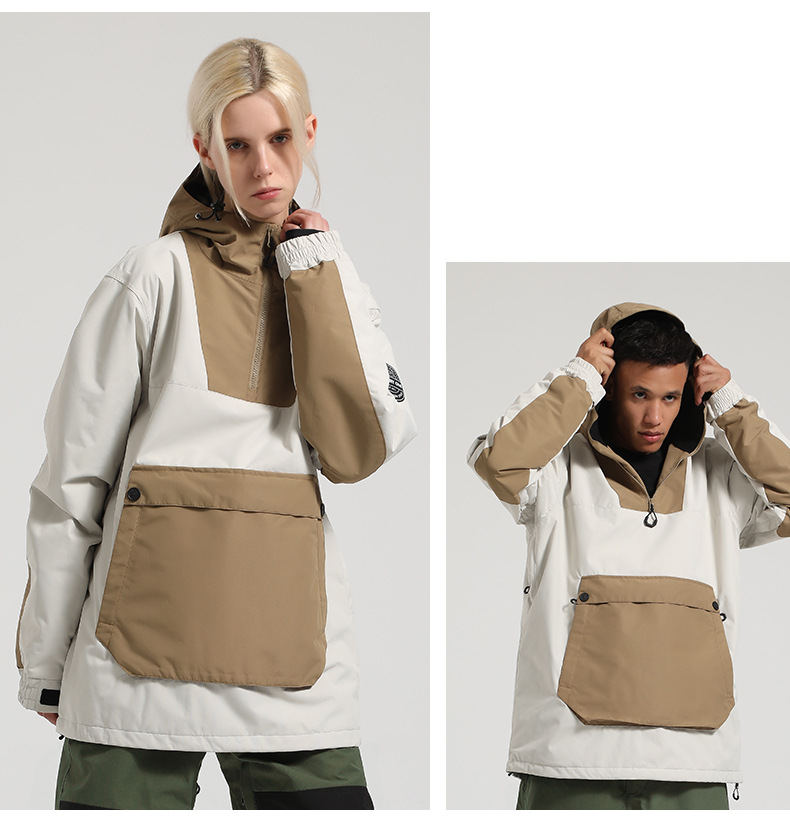 Νέα χειμερινή ένδυση σκι για άνδρες χαλαρό σνόουμπορντ αντιανεμικό αδιάβροχο ζεστό χρώμα αντίθεσης χιονιού γυναικεία υπαίθρια εξοπλισμός σκι_voghion.com