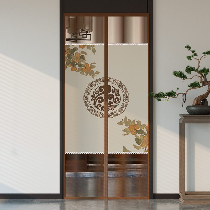 New Chinese-Style Upper and Lower Mesh Home Mosquito Net Curtain Magnetic Door Curtain Self-Adhesive Self-Absorbing Magic Tape No-Drill Curtain