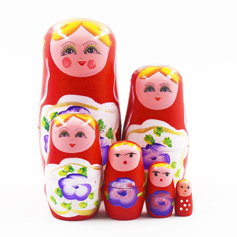 6層のロシアのマトリョーシカ人形、手描きの塗装、屋台の商品、木製工芸品、置物、おもちゃ、卸売、子供向けギフト|undefined