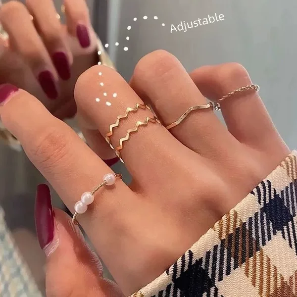 Adjustable Wave Heart Tail Ring for Female Students, Personalized Friendship Index Finger Ring, Ins-Style Adjustable Ring