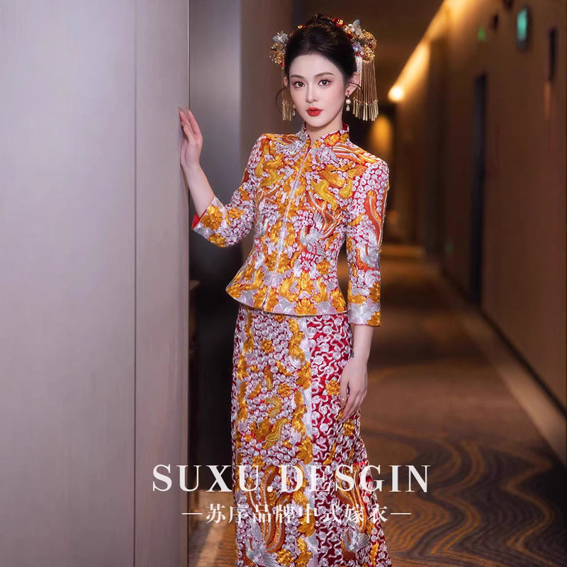 Dragon and Phoenix Jacket Wedding Dress Bride Spring 2025 New Xiuhe Dress Wedding Dress High-end Jacket Emperor Chinese Wedding Toast Dress Dragon and Phoenix Jacket Wedding Dress Bride Spring 2025 New Xiuhe Dress Wedding Dress High-end Jacket Emperor Chinese Wedding Toast Dress