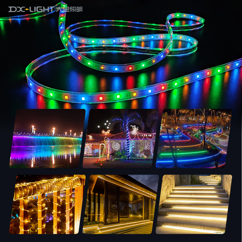 Tira de luz solar para exteriores, impermeable, súper brillante, estilo de camping, atmósfera, luz, patio, publicidad, barandilla, iluminación para el hogar, tira de luz LED