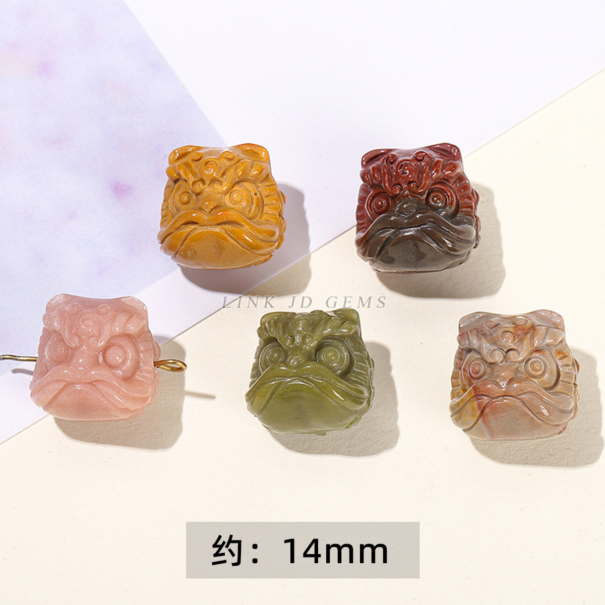 Natural Alxa stone wake up the lion head