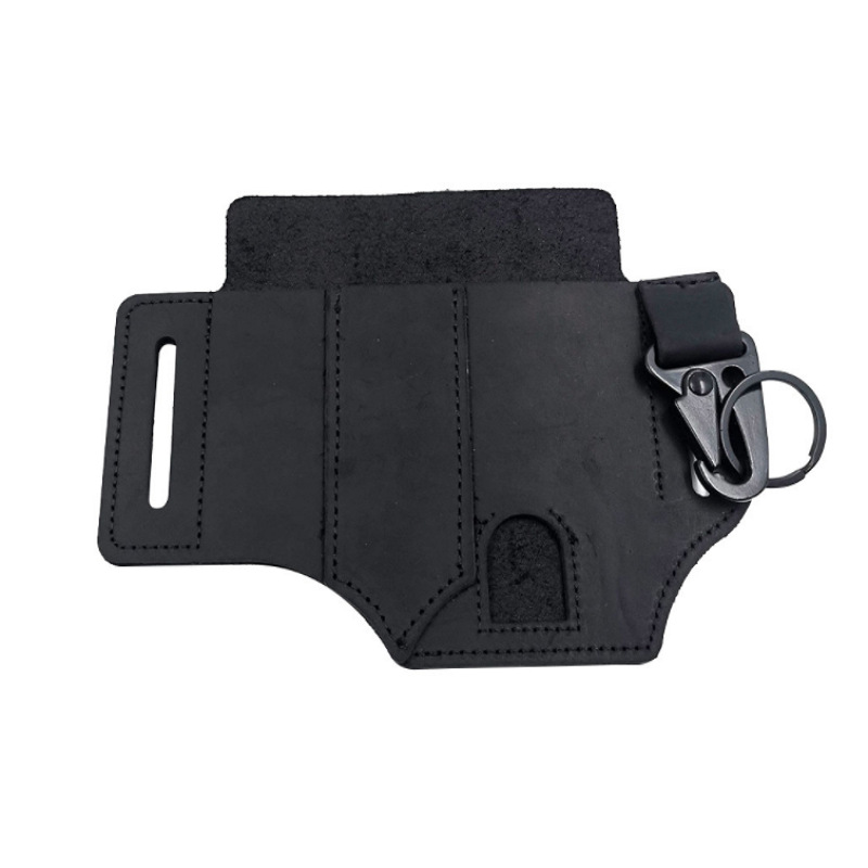 En stock EDC herramienta táctica al aire libre caso de cuero linterna plegable cuchillo Funda de cuero equipo de supervivencia al aire libre bolso de la cintura