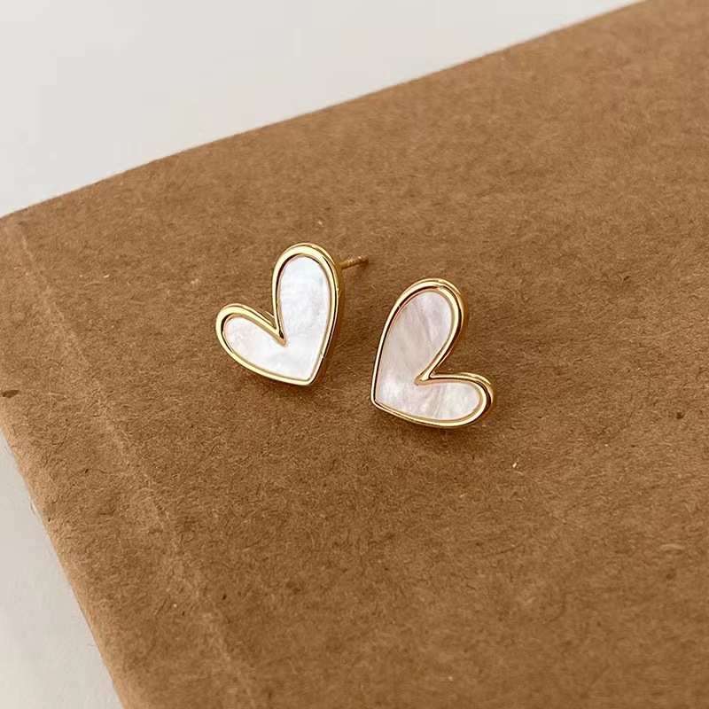 Fashion Heart Shape Titanium Steel Plating Shell Womenu0027S Earrings Necklace