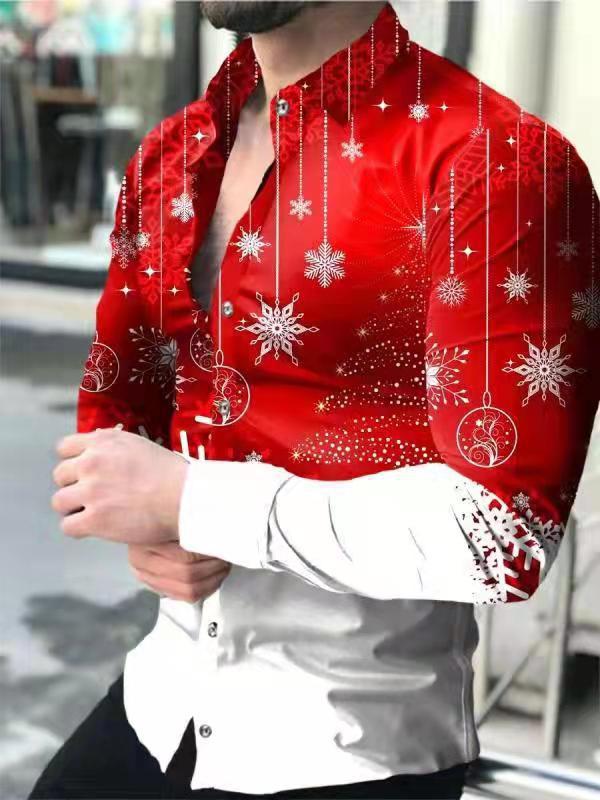 Comercio exterior transfronterizo nuevos hombres 3D impresión europea y americana casual calle moda impresión digital camisa de manga larga camisa delgada de los hombres