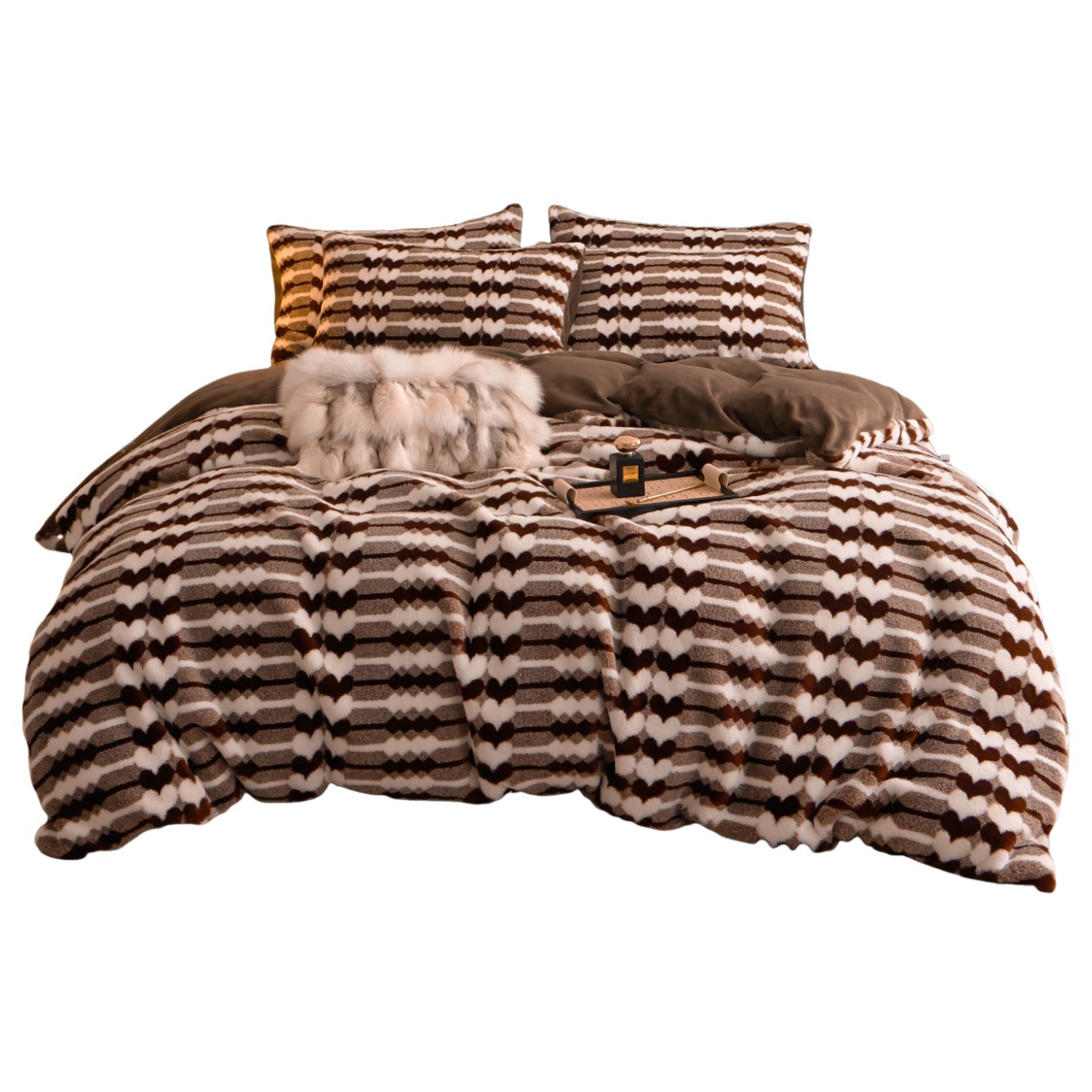 2025 nuevo conejo de peluche de cuatro piezas de invierno de peluche de leche de peluche de coral de franela sábanas de invierno