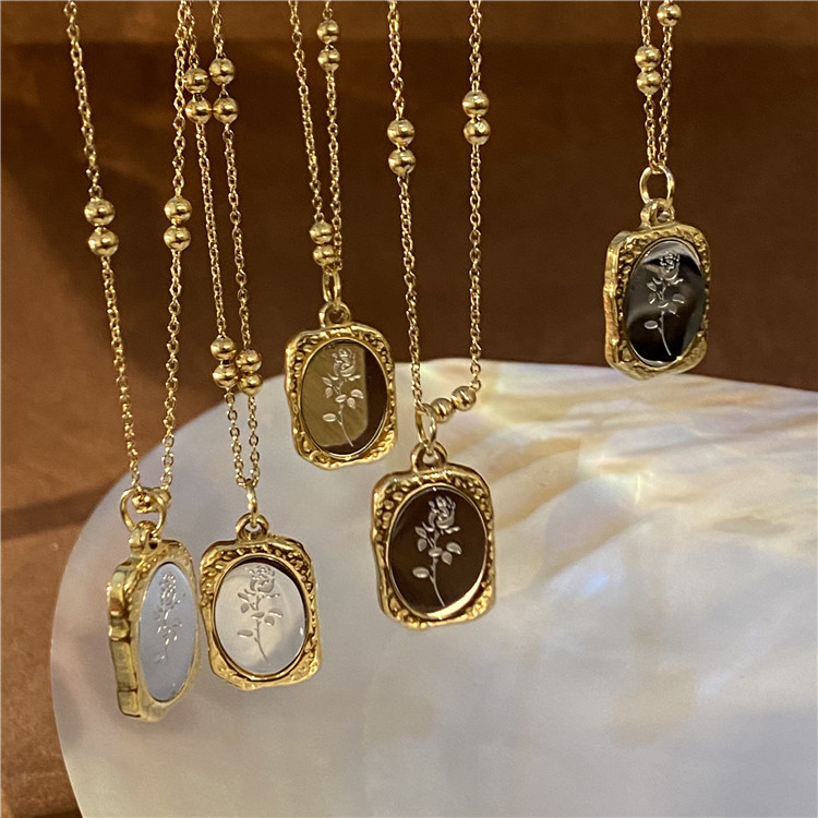 Sweet Rose Titanium Steel Pendant Necklace