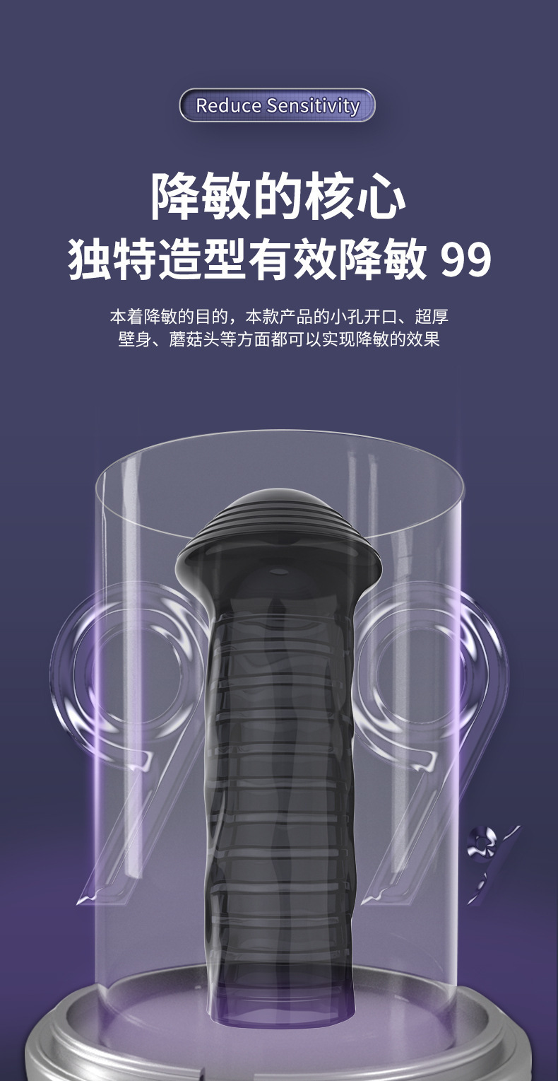 Wolf-Textured TPE Penis Sleeve, Desensitizing Delay Cover for Men, Coffee Color — detail image 3