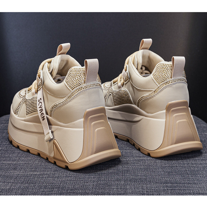 Giày sneaker nữ đế dày phong cách Forrest Gump xuân 2026 — M2927-1 màu mơ nhung lót lông, M2927-1 plus nhung màu xám, M2927-1 plus nhung kaki, M2927 màu khaki đơn chi tiết 28