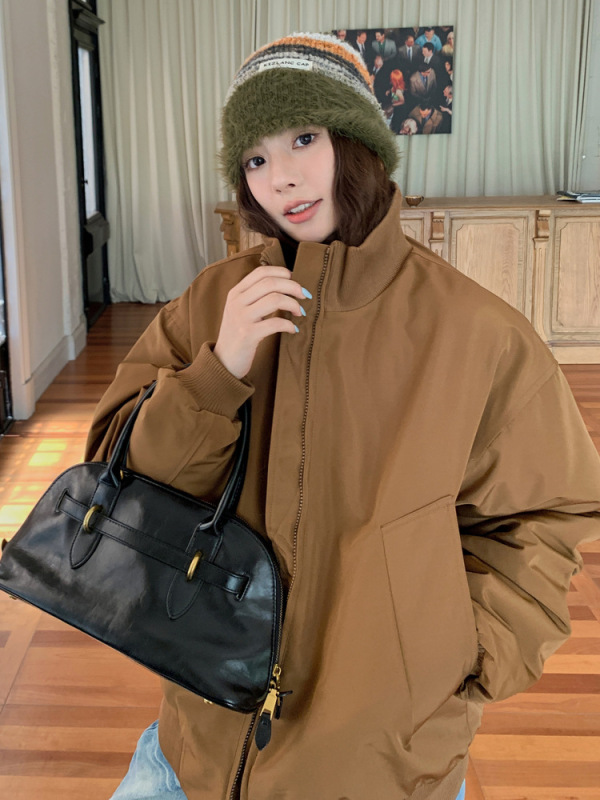 韩系短款工装夹克女短款2025秋冬立领冲锋棉衣美式感棉衣潮流外套|undefined