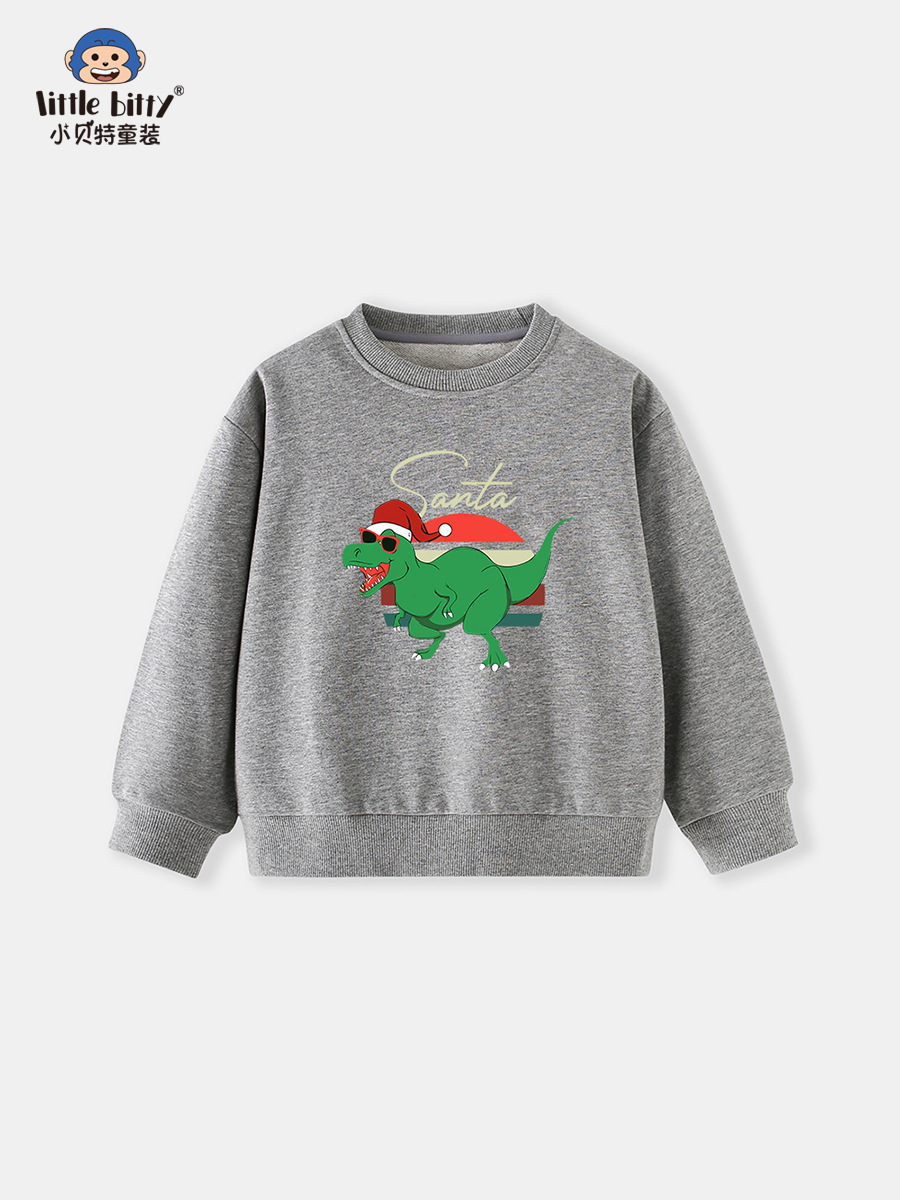 Cross-Border Supply 25 Years Autum New Kidsren's Round Neck Sweatshirt Cartoon Christmas Animal Print Kidsren's Clothing for Boys and Girls