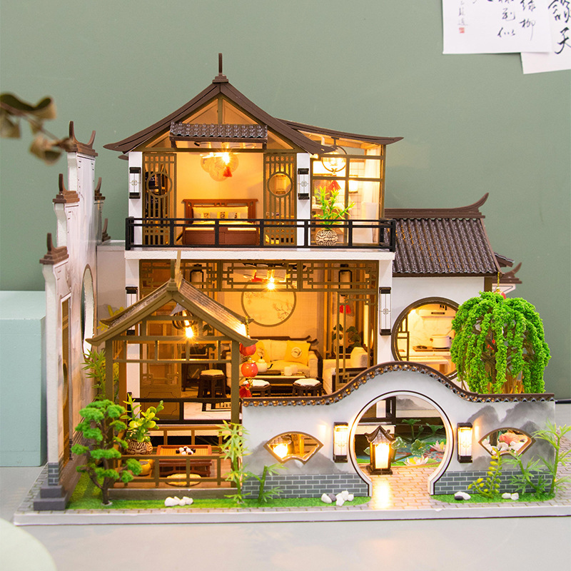 弘達diy小屋古風詩情画意木造の手作り建築は大型別荘の創意玩具を飾って贈り物をします。|undefined