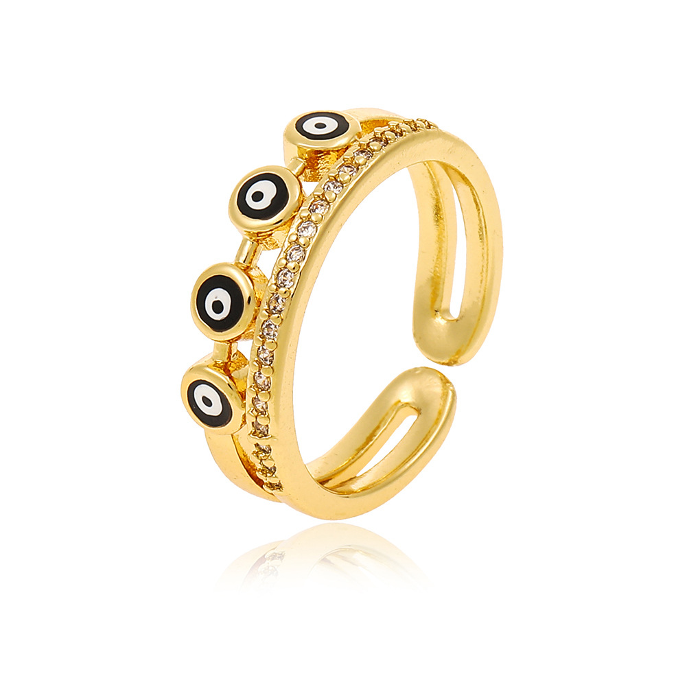 Fashion Devilu0027S Eye Copper Inlay Zircon Rings 1 Piece