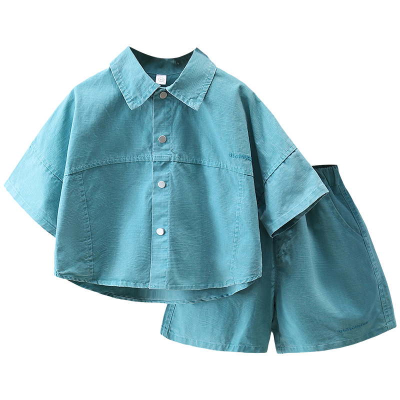 7364 traje de manga corta para niños verano 2025 nuevo estilo estilo occidental ropa para niños coreanos camisa de verano de dos piezas verano