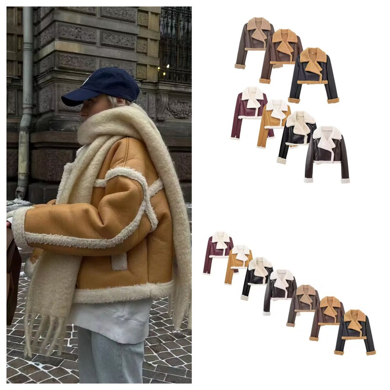 Amazon Europe and the United States foreign trade wholesale 2024 autumn new women's double-sided short fur jacket coat women Amazon Europe and the United States foreign trade wholesale 2024 autumn new women's double-sided short fur jacket coat women