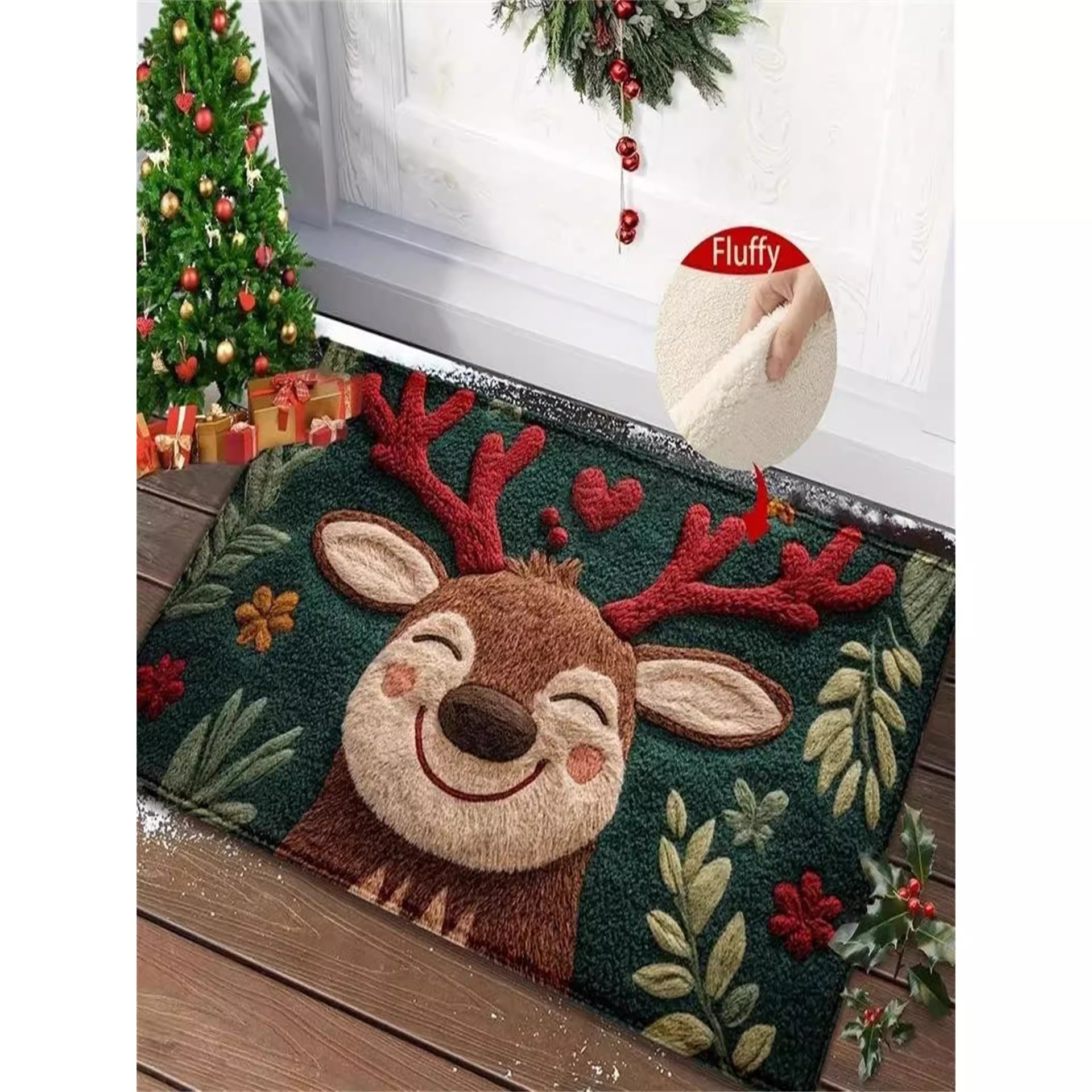 Navidad transfronteriza comercio exterior imitación almohadilla de cachemir lindo dibujos animados almohadilla de baño absorción de agua almohadilla de suelo antisucio
