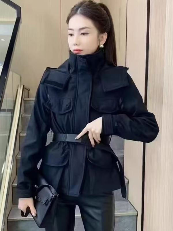 杨幂同款户外冲锋衣羽绒服女短款2025冬季新款收腰超显瘦工装外套|undefined