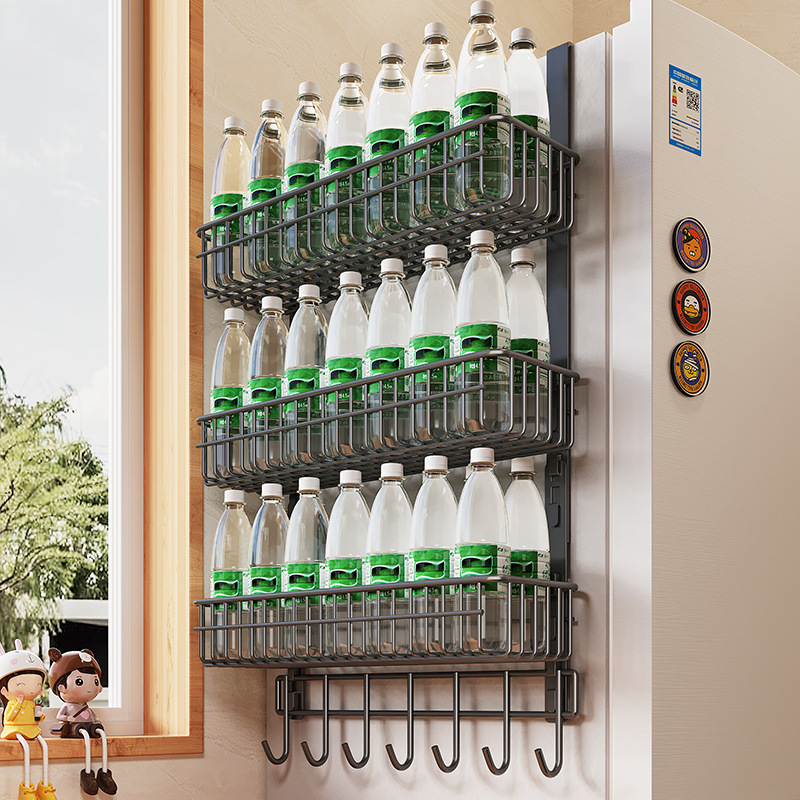 Estante colgante multifuncional para refrigerador, estante lateral para refrigerador, estante de almacenamiento, papel tisú, bolsa para conservar la frescura, condimentos, instalación sin taladro