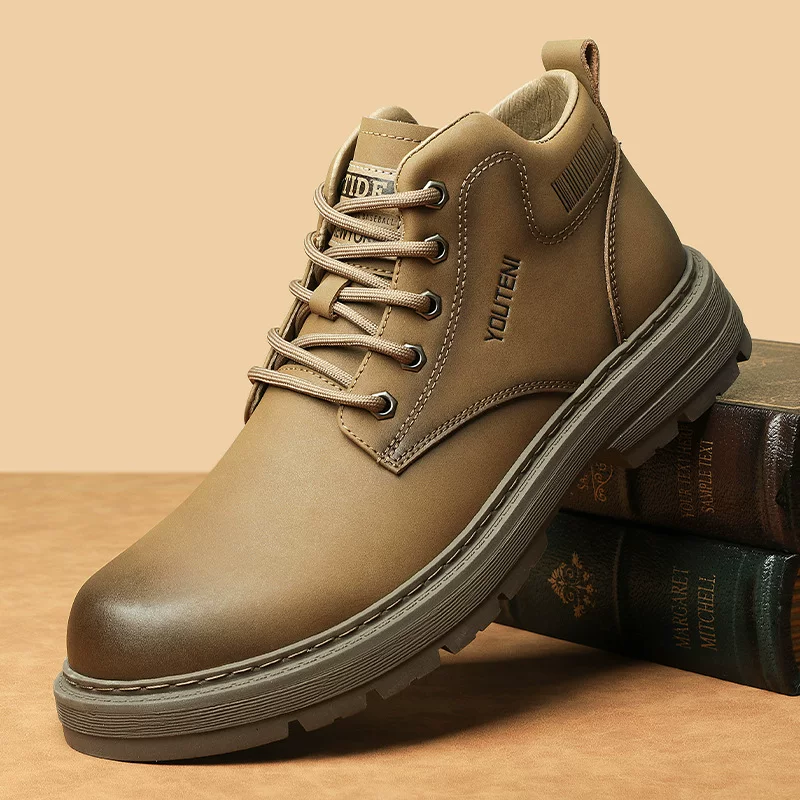 Мартенсы, мужские демисезонные модные универсальные low boots, обувь из кожи, натуральная кожа