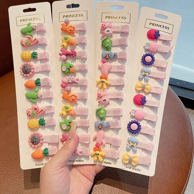 Borde de los niños de dibujos animados cubierto tela pequeña horquilla Linda niña horquilla lado flequillos clip accesorios para el cabello tocado al por mayor
