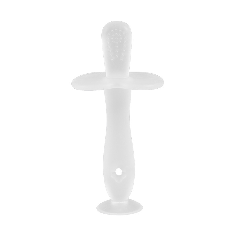 Silicona teether bebé molar juguete teether bebé cepillo de dientes de silicona cepillo de dientes teether stick con ventosa