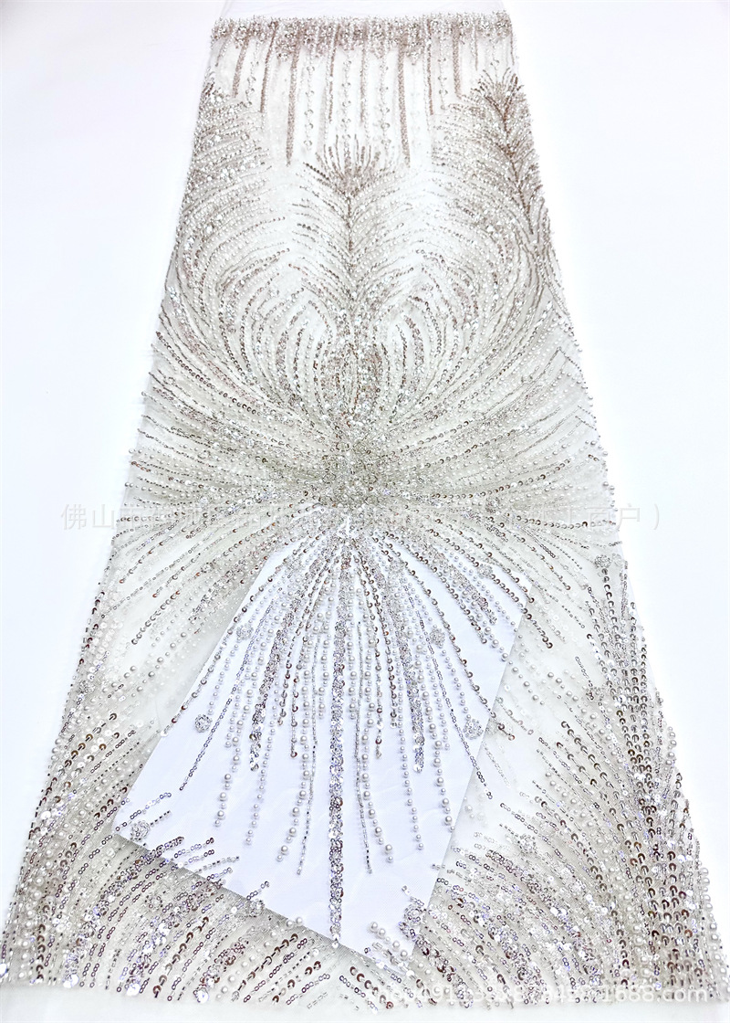 Vestido de boda estilo francés de moda cena festiva vestido de fiesta tela de encaje tela bordada