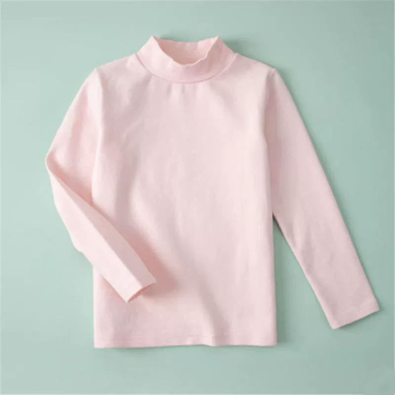 Children's Demi-Season T‑Shirt, Body‑Friendly Cotton, Long Sleeve, High Collar, Korean Style