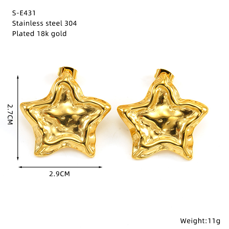 European and American retro stainless steel round pleated pattern vein earrings gold-plated design Joker earrings wholesale_voghion.com