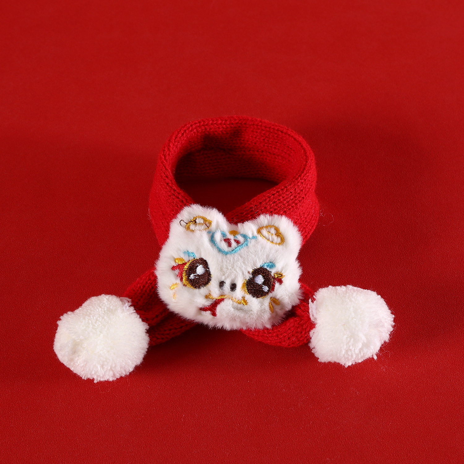 Año de la Serpiente dibujos animados bufandas de mascotas bola de lana de punto Festival de Primavera Año Nuevo 2025 gato Teddy perro collar rojo image 8
