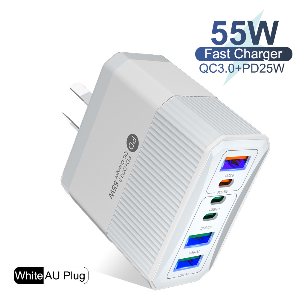 QC3.0+PD25W 6포트 호주 규정(베어메탈) 흰색