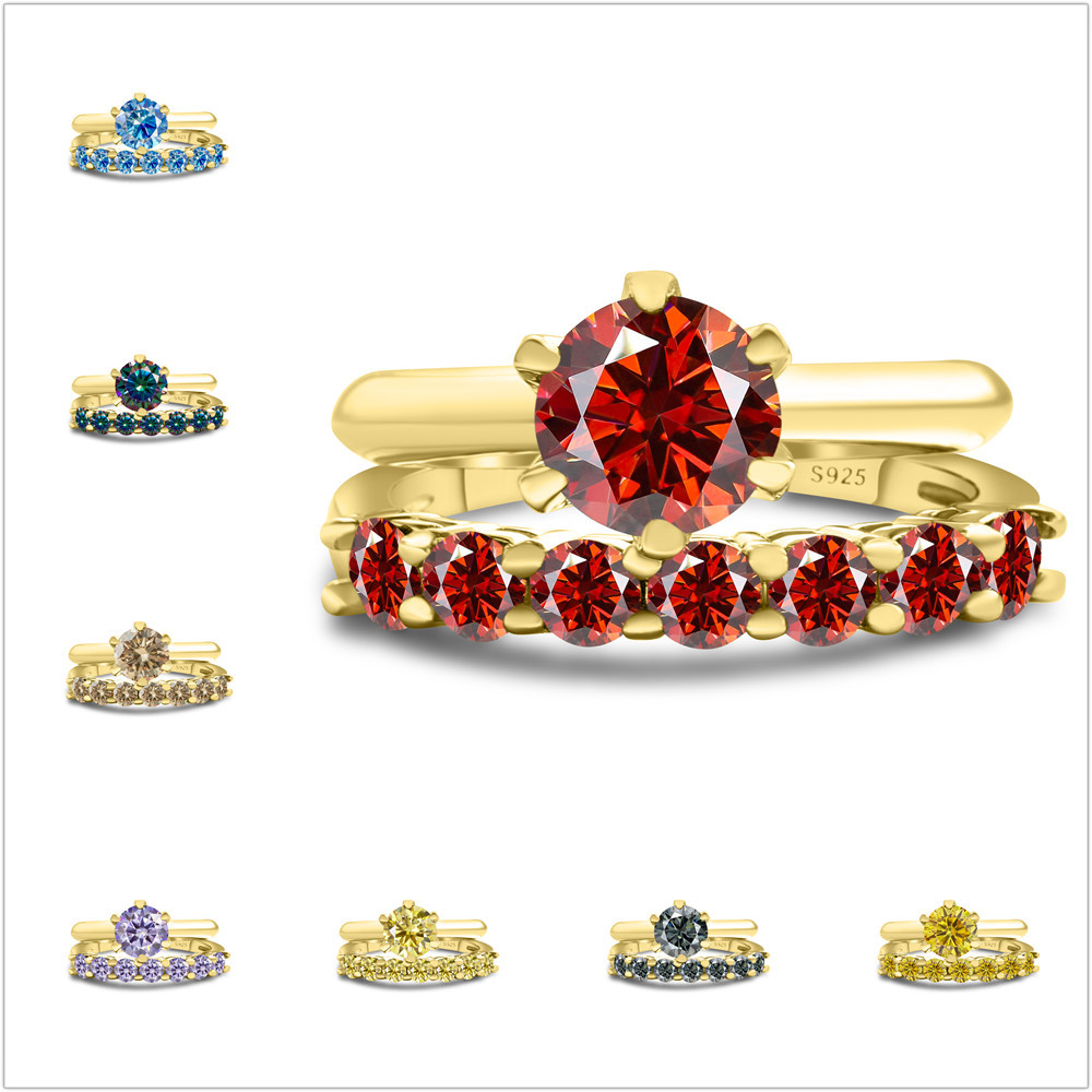 1.7CT anillo de piedra de moissanita oro S925 plata de moissanita conjunto con certificado GRA