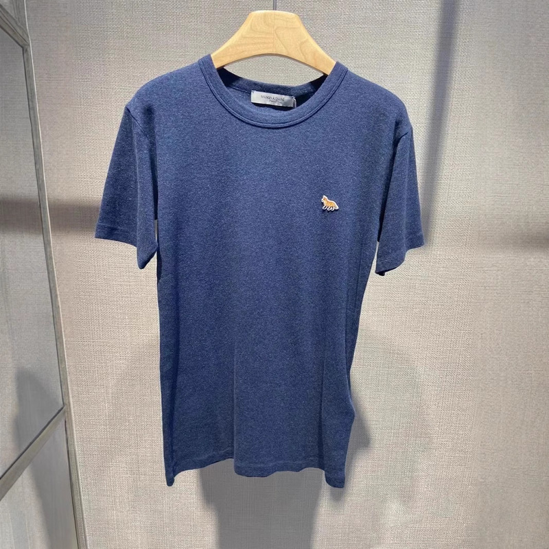 Trendy Maison Kitsune Embroidered Fox Men's and Women's Casual Loose Couple Ins Short-sleeved T-shirt