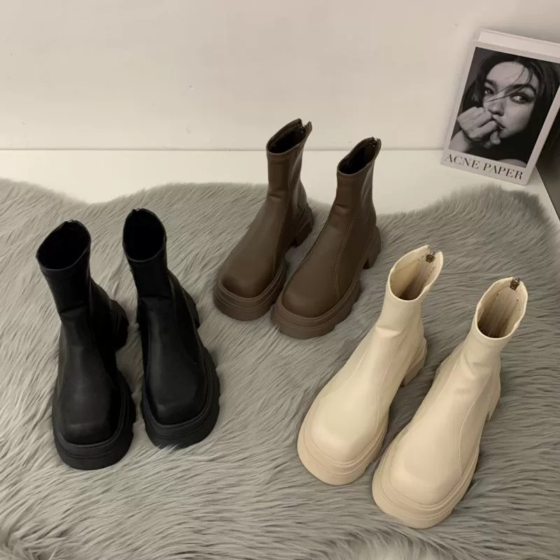 Martens, белые туфли на платформе, высокие низкие сапоги, стиль Chanel, корейский стиль