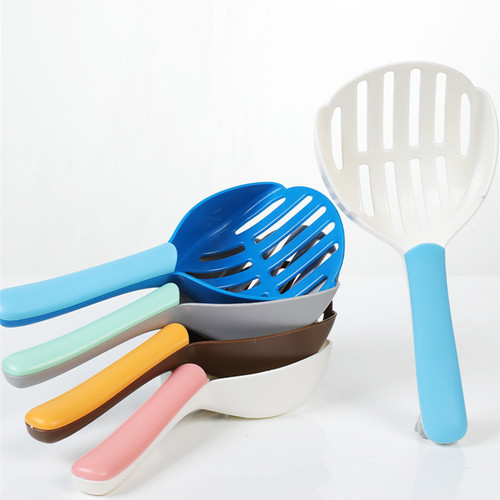 Amazon New Arrival Instant Filtering Tofu Cat Litter Shovel Plastic Dual Color Cat Litter Shovel Pet Cleaning Supplies Litter Box Scoop