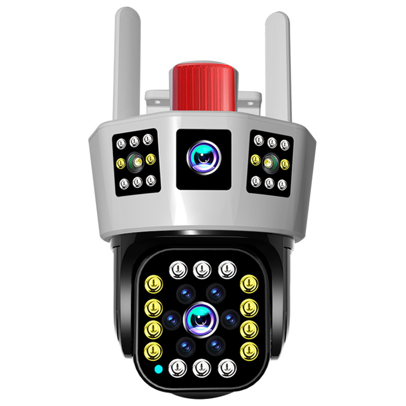 三画面摄像头监控家用室外防水连接手机4G无网远程监控360度无角