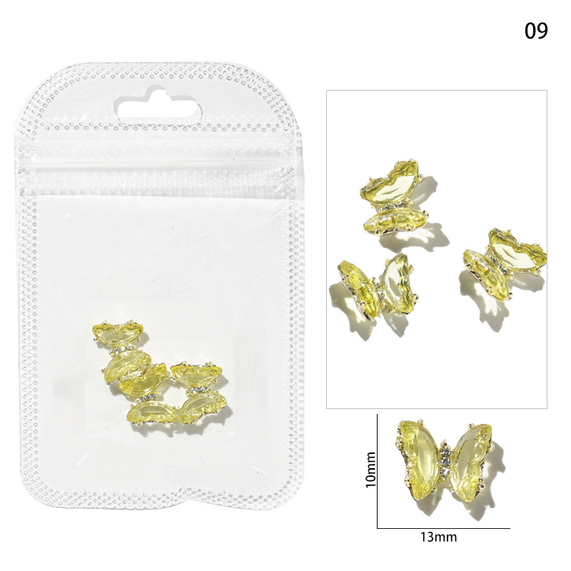 Accesorios de mariposa de uñas aurora uñas joyas de metal accesorios de uñas joyas de diamantes de imitación de uñas joyas pequeñas