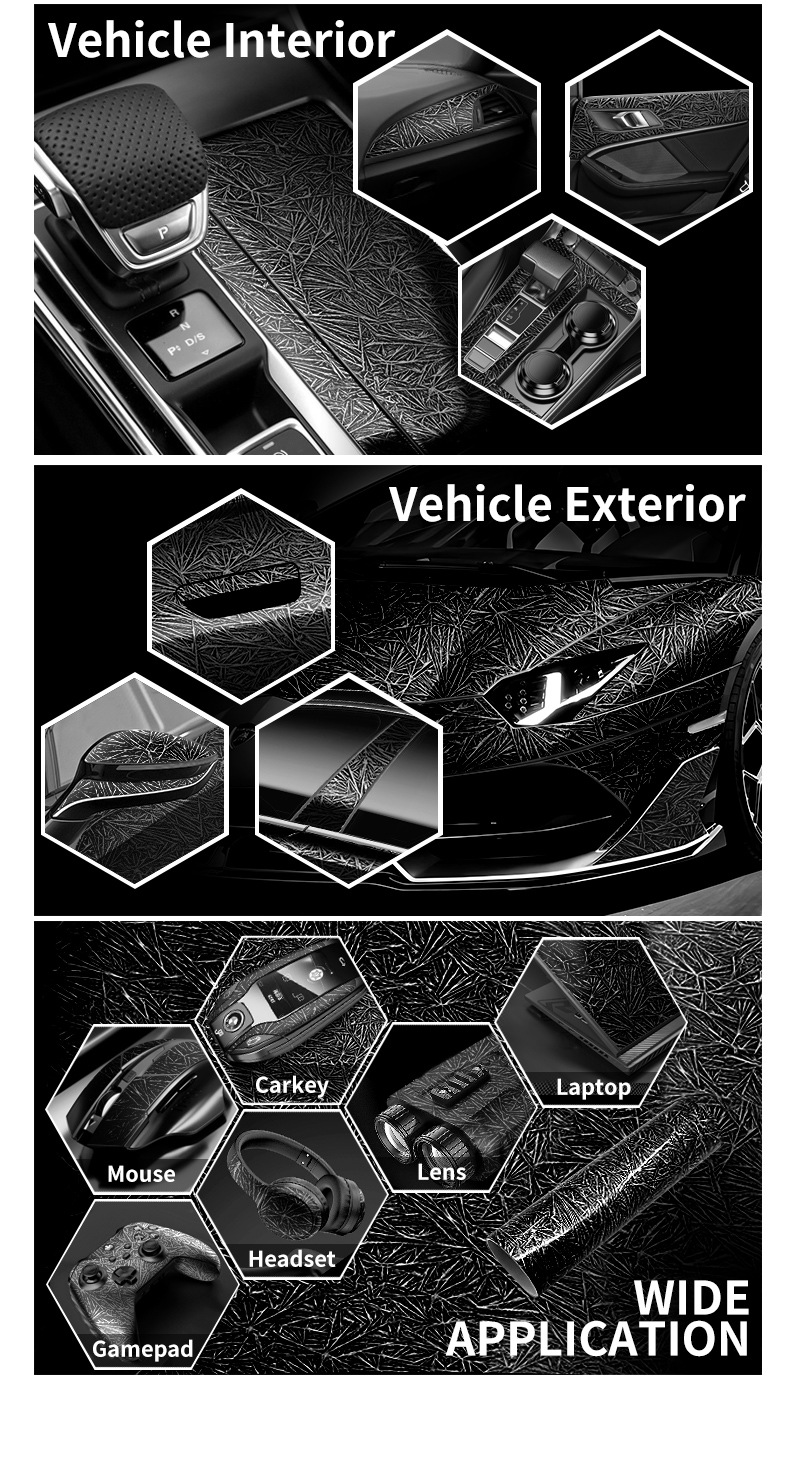 Cross-Border New Product Pet Forged Ice Crack Carbon Fiber Central Control Interior Red Blue Rearview Mirror Full Body Film