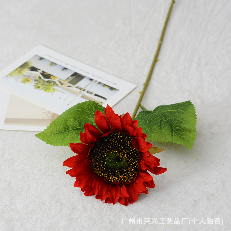Simulación latina girasol flores de sol decoración para el hogar flores falsas tela de seda flores rojas accesorios de fotos de picnic al por mayor